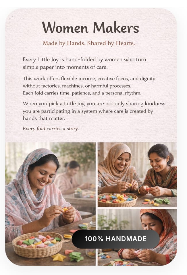 Woman artisan folding origami by hand